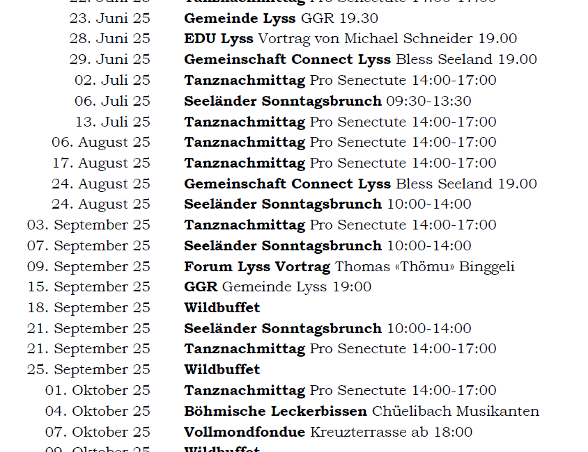 Veranstaltungskalender